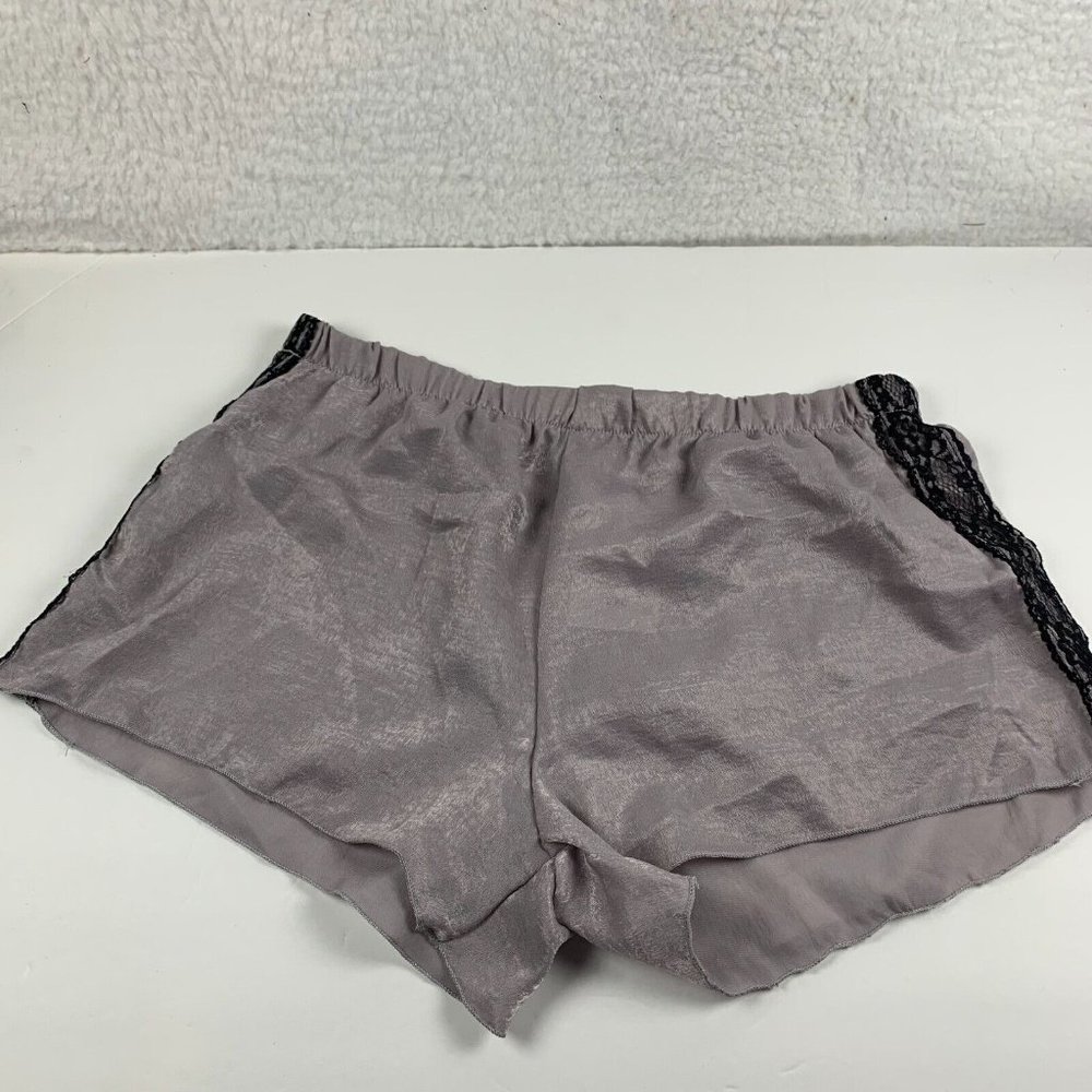 Cozy Rozy California Satiny Sleep Shorts with Black Side Lace Sz M Grey NWT 6287